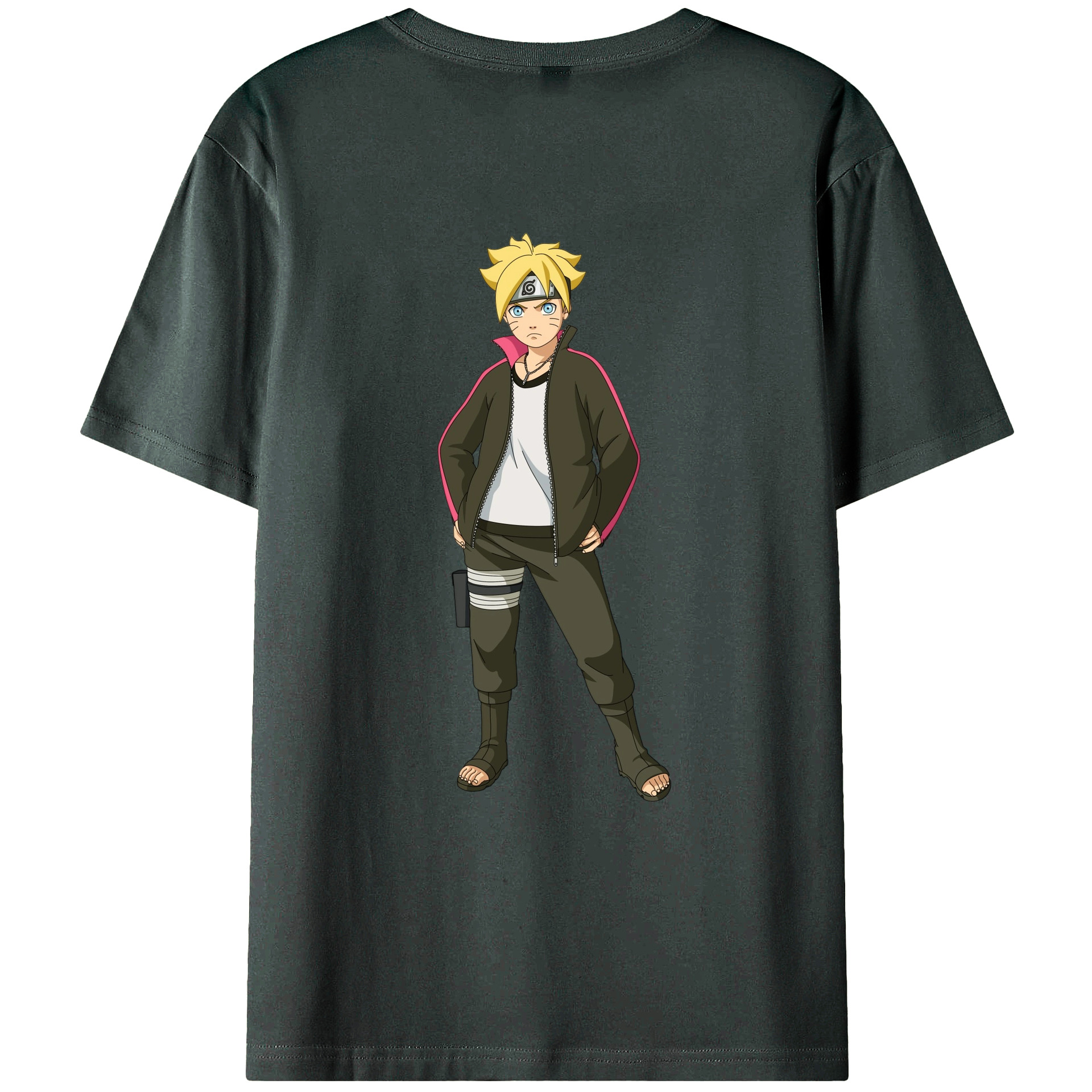 （画像用） NARUTO -ナルト- うずまき ボルト Uzumaki Boruto 綿100％ メンズ半袖Tシャツ（バックプリント） 通気性